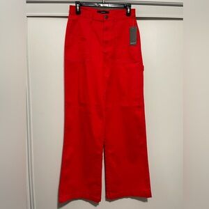 BNWT F21 Red Cargo Wide Leg Pants